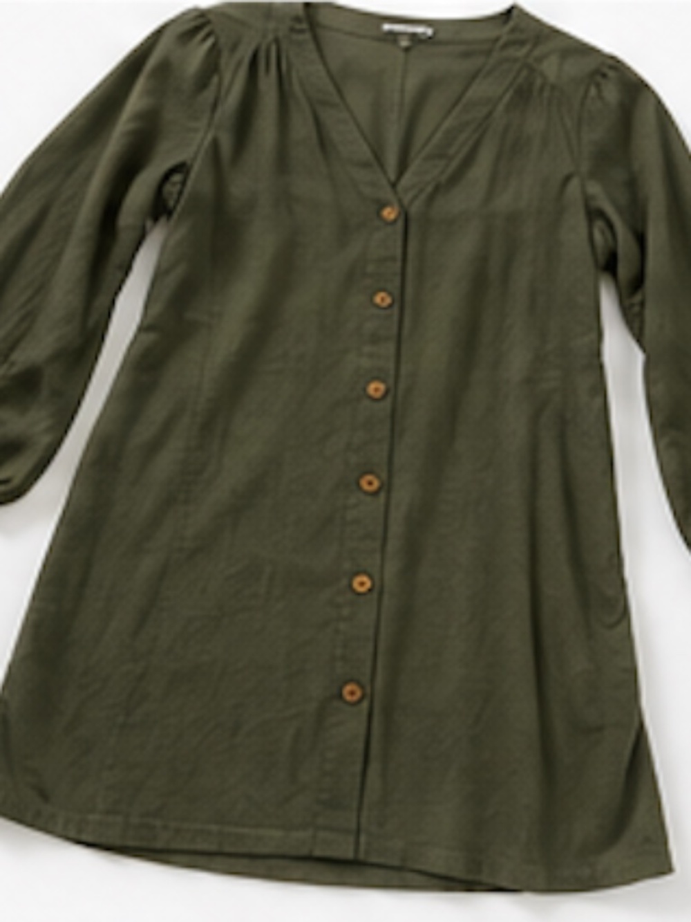 SHEIN Green Olive Green Corduroy Button-Up Dress with Long Sleeves - Size 4X